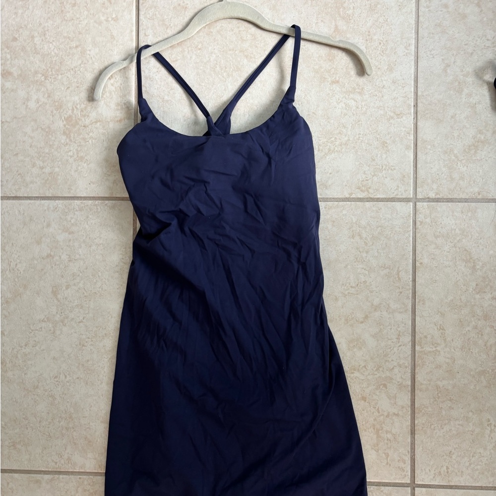 Halara Peacoat Blue Strappy Dress with built in shorts